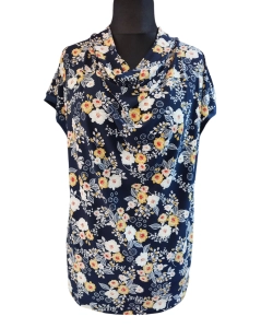 Bluzka z lejącym dekoltem typu woda drobne żółte kwiatki